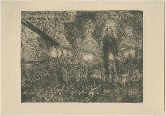 James Ensor, Doctrinal Nourishment (first plate), 1889-90, final state, etching and drypoint, 180 x 240 mm (Stedelijk Prentenkabinet/Museum Plantin-Moretus, Antwerp).