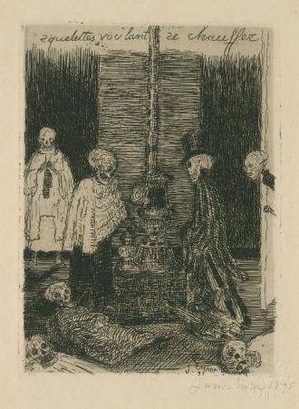 Skeletons Trying to Warm Themselves (Taevernier: Warmth Seeking Skeletons) - 1895