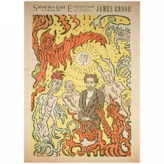 Duivels die mij sarren: Affiche voor de tentoonstelling James Ensor bij de Salon des Cent in Parijs - 1898
