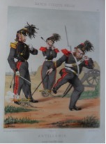 Braud,  Artillerie, litho uit Types de l'armée belge en 1865, privécollectie P. Florizoone.