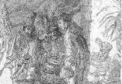 De beroemde Perzische geneesheren Iston, Pouffamatus, Cracozie en Transmouffe onderzoeken de stoelgang van koning Darius na de slag van Arabela - 1886